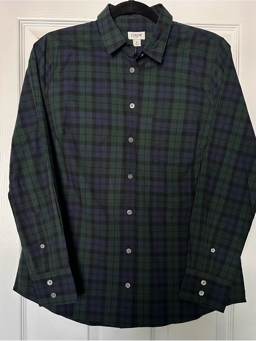 J. Crew Women's Dark Green & Navy Plaid Button-Down Shirt